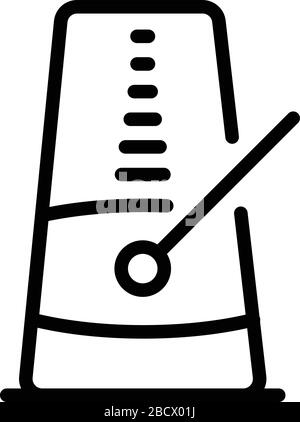 Icona strumento metronomo, stile contorno Illustrazione Vettoriale