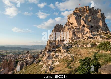 Uchisar Castello Cappadocia, Turchia Foto Stock