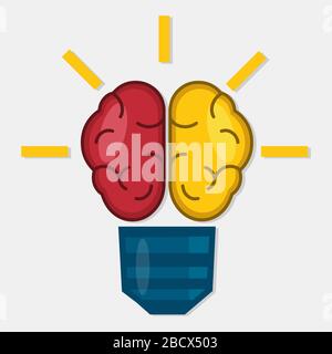 cervello umano forma lampadina luce per idea concetto di illustrazione vettoriale Illustrazione Vettoriale