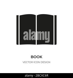 Icona libro aperto nera. Logo di segno moderno per enciclopedia, biblioteca, apprendimento, e-reader, audiolibro. Pittogramma silhouette grafica semplice simbolo di web sit Illustrazione Vettoriale
