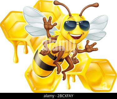 Occhiali da sole Bumble Bee Honeycomb Bumblebee Illustrazione Vettoriale