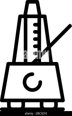 Icona del metronomo del dispositivo, stile del contorno Illustrazione Vettoriale