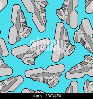 Sneaker trendy con suola alta e cuciture. Scarpe moderne con ampio sfondo suola. Texture vettoriale di moda Illustrazione Vettoriale