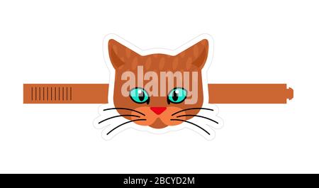 Modello di maschera in carta Cat. Festa della maschera di carnevale. Nuovo anno mascherato. Illustrazione vettoriale Illustrazione Vettoriale