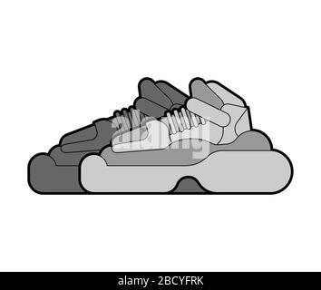 Sneaker trendy con suola alta isolate. Scarpe moderne con grande suola. Illustrazione vettoriale di moda Illustrazione Vettoriale