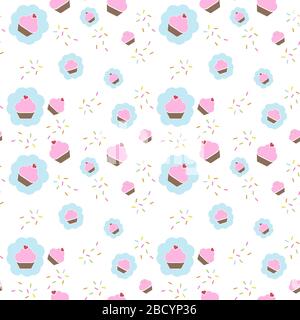 Simpatico motivo senza cuciture con torte e dolci Illustrazione Vettoriale