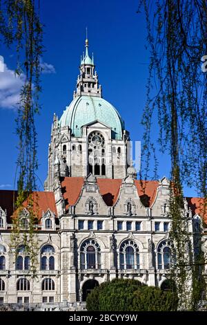 Neues Rathaus ad Hannover.Deutschland. Foto Stock