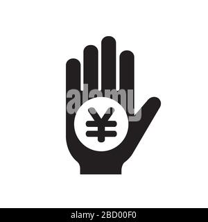 Denaro (moneta) a portata di mano, cambio, rimborso, pagare icona vettore di denaro ( yen giapponese ) Illustrazione Vettoriale