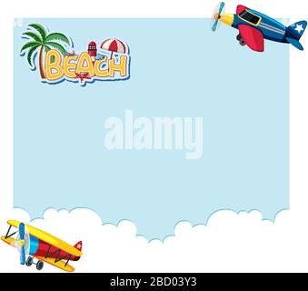 Modello di disegno di sfondo con aerei che volano in cielo blu illustrazione Illustrazione Vettoriale