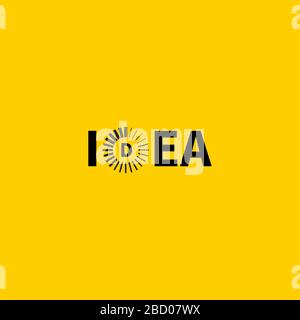 Simbolo idea, parola idea e segno di download, elemento logo, icona creativa vettoriale Illustrazione Vettoriale