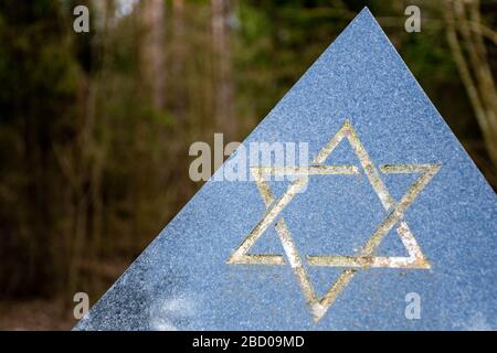 Stella di Davide, simbolo del giudaismo, simbolo degli ebrei, Israele, stella incisa su una pietra di marmo Foto Stock