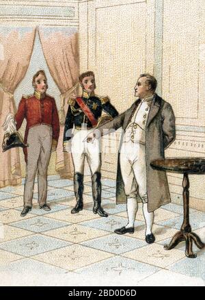imperatore Napoleone i in Longwood House durante il suo esilio sull'isola di Sant'Elena, aprile 1820 Foto Stock
