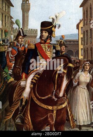 Campagne d'Italie : 'Joachim Murat (1767-1815) rentre dans Florence en janvier 1801' (Gioacchino Murat entrante a Firenze, gennaio 1801) Illustratio Foto Stock