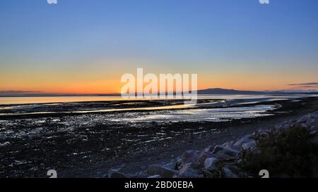 Tramonto sull'estuario del Solway Foto Stock