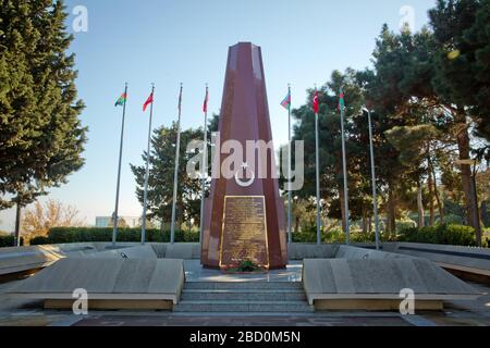 Baku Turkish Martyrs' Memorial, un monumento dedicato ai soldati ottomani uccisi durante la prima guerra mondiale in Azerbaigian. BAKU, AZERBAIGIAN - 13.12 Foto Stock