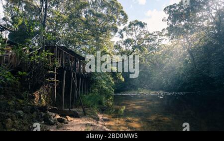 Bellissimo paesaggio in capanna di pesca a Maskeliya, Sri Lanka Foto Stock