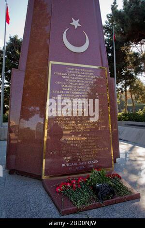 Baku Turkish Martyrs' Memorial, un monumento dedicato ai soldati ottomani uccisi durante la prima guerra mondiale in Azerbaigian. BAKU, AZERBAIGIAN - 13.12 Foto Stock