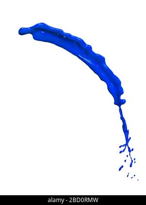 splendido spruzzi di vernice blu isolato su sfondo bianco Foto Stock
