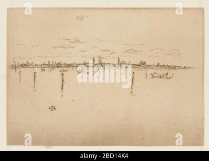 (Artista) James McNeill Whistler; Stati Uniti; 1879-1880; incisione su carta; H x L (totale): 18.5 x 26.3 cm (7 5/16 x 10 3/8 in); dono di Charles Lang Freer la piccola Venezia Foto Stock