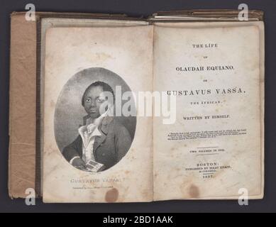 L'interessante narrazione della vita di Olaudah Equiano o Gustavus Vassa l'Africano. Un libro in copertina rigida intitolato The Interesting narrative of the Life of Olaudah Equiano, o Gustavus Vassa, the African scritto da Eqiano Olaudah. Il libro ha una copertina in pelle marrone con lettere color oro. L'interessante narrazione della vita di Olaudah Equiano o Gustavus Vassa l'Africano Foto Stock
