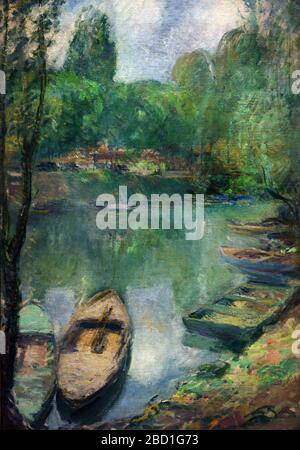 Barche ormeggiate su uno Stagno 1902 John Henry Twachtman 1853 – 1902 Stati Uniti d'America USA Foto Stock