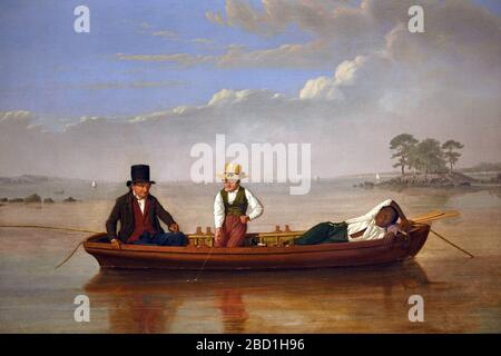 Fishing Party on a Long Island Sound of New Rochelle 1847 James Goodwyn Clonney 1812-1867 Regno Unito, Regno Unito, Inghilterra, inglese, Regno Unito, Gran Bretagna, Foto Stock