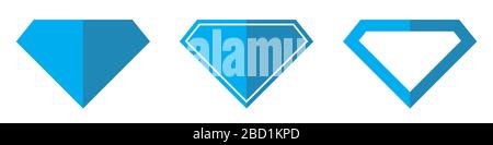 Icone vettoriali a diamante. Set di simboli Diamond su sfondo bianco. Illustrazione vettoriale. Varie icone blu Diamond Illustrazione Vettoriale