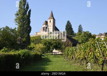 Il bellissimo villaggio di Alsazia vicino a Colmar in Alsazia Foto Stock