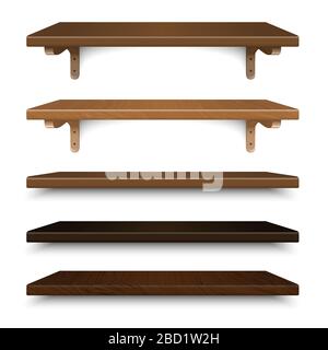 Scaffali in legno, gruppo parete Illustrazione Vettoriale