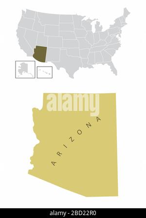 Mappa dello stato dell'Arizona Illustrazione Vettoriale