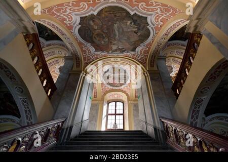 Grand Staircase all'Università di Breslavia, Polonia Foto Stock