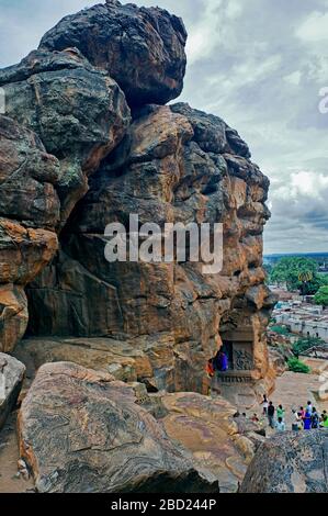 07 giu 2008-grotta templi di BADAMI Chalukyan re Mangalesa (593610 A.D.)-Karnataka-INDIA Foto Stock