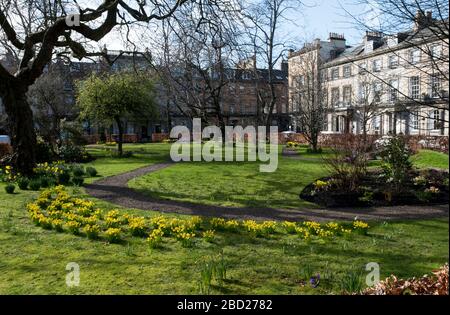 Giardini privati in Rutland Square, all'estremità ovest di Edimburgo. Foto Stock