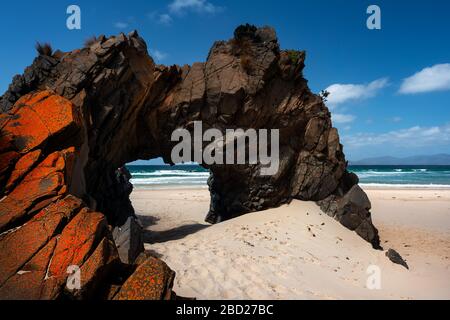 Famoso Rock Arch sull'Isola di Bruny. Foto Stock