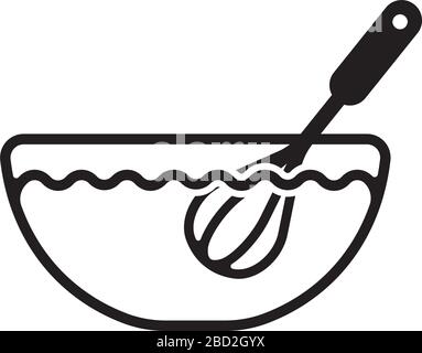 icona di cottura / icona di frusta (mescolare o montare gli ingredienti in una ciotola) Illustrazione Vettoriale