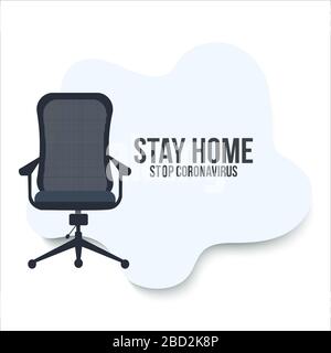 Concetto di coronavirus. Rimanere a casa durante l'epidemia di coronavirus. Lavorare a casa durante l'isolamento. Illustrazione Vettoriale