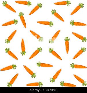 motivo vettoriale con carote arancioni su sfondo bianco, carta da parati con carota Illustrazione Vettoriale