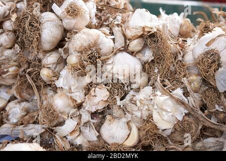 Testa d'aglio in un cesto Foto Stock