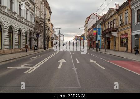 Cluj-Napoca, Romania; 2020 marzo - strade vuote, Cluj Napoca durante il Coronavirus Covid-19 Pandemic Foto Stock