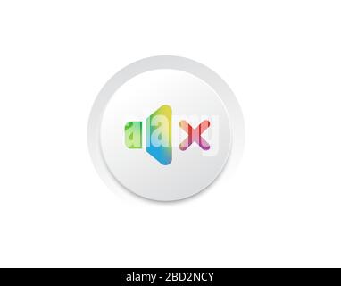 Il pulsante icona Vector Isolated Music Player volumn mute rainbow gradient Illustrazione Vettoriale