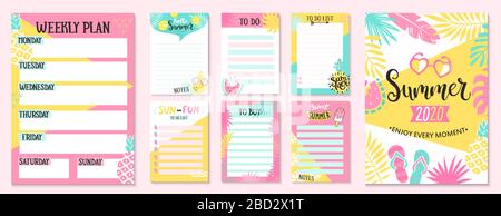 Pianificatore settimanale e giornaliero, per acquistare e fare liste. Illustrazione Vettoriale