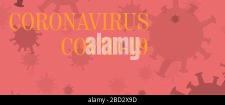 Disegno astratto di banner di coronavirus rosso con testo arancione Foto Stock