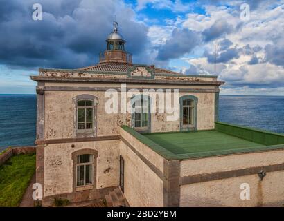 Faro di Candas. Asturie, Spagna Foto Stock