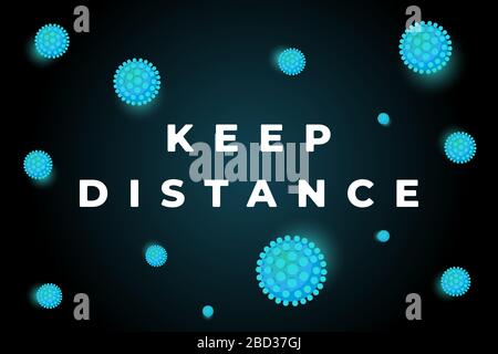 Mantenere la distanza nel poster delle persone della società pubblica. Coronavirus COVID-19 epidemia diffusione di misure sociali preventive progettazione di banner. Procedura per proteggersi immagine vettoriale eps Illustrazione Vettoriale
