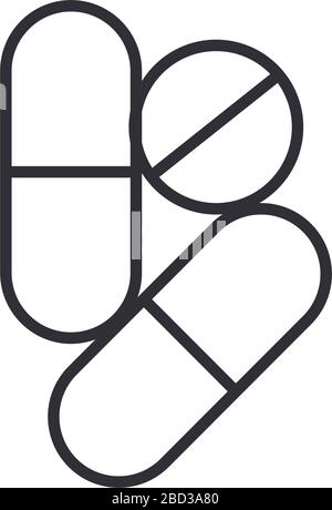 pillole e capsule linea di farmaci stile Illustrazione Vettoriale