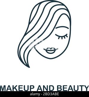 Trucco e bellezza icona dalla collezione di trucco e bellezza. Semplice elemento linea Makeup e simbolo di bellezza per modelli, web design e infografica Illustrazione Vettoriale