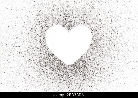 Forma a cuore nero per testo isolato su sfondo bianco Foto Stock