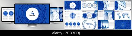 Modello di presentazione vettoriale per il business blu moderno - EPS10 - formato hd: 1920x1080 px. Illustrazione Vettoriale