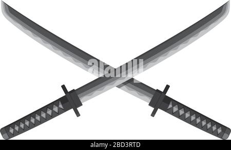Illustrazione di Katanas (spade giapponesi/spade piccole) attraversate. L'arma di Samurai. Illustrazione Vettoriale