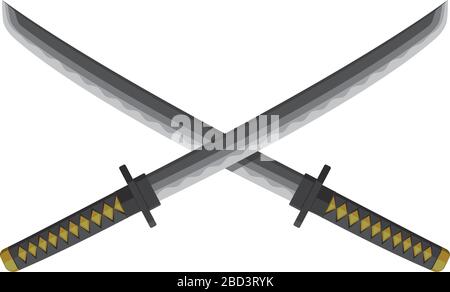 Illustrazione di Katanas (spade giapponesi/spade piccole) attraversate. L'arma di Samurai. Illustrazione Vettoriale